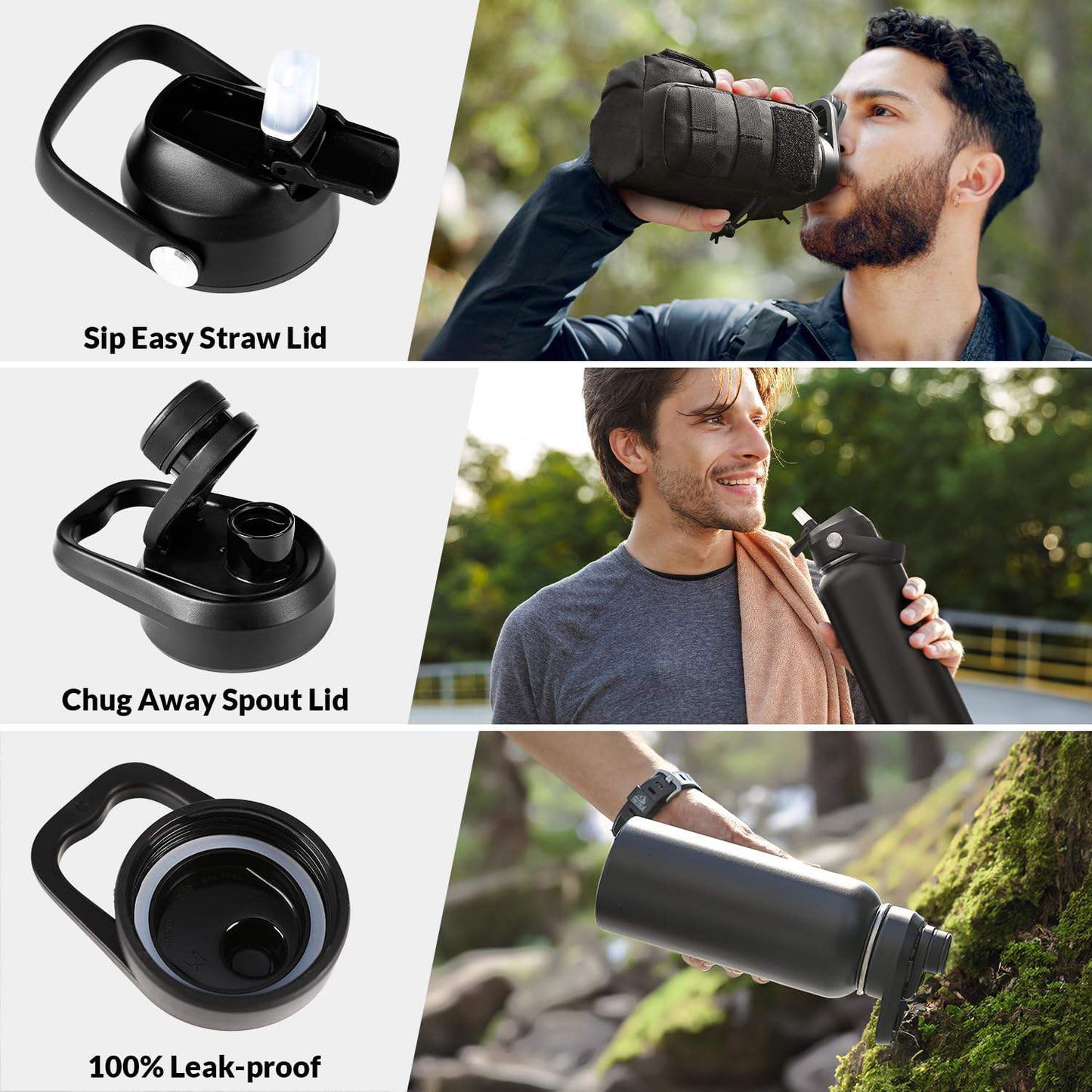 Votagoo 64Oz Half Gallon Stainless Steel Insulated Tactical Water Bottle with Metal Military Water Bottle Tactical Carrier Bag