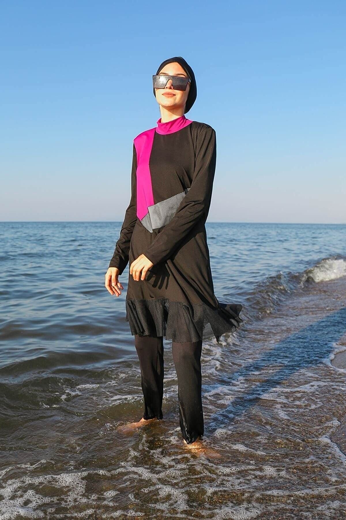 Lycra Black Burkini Modest Swimwear M2106