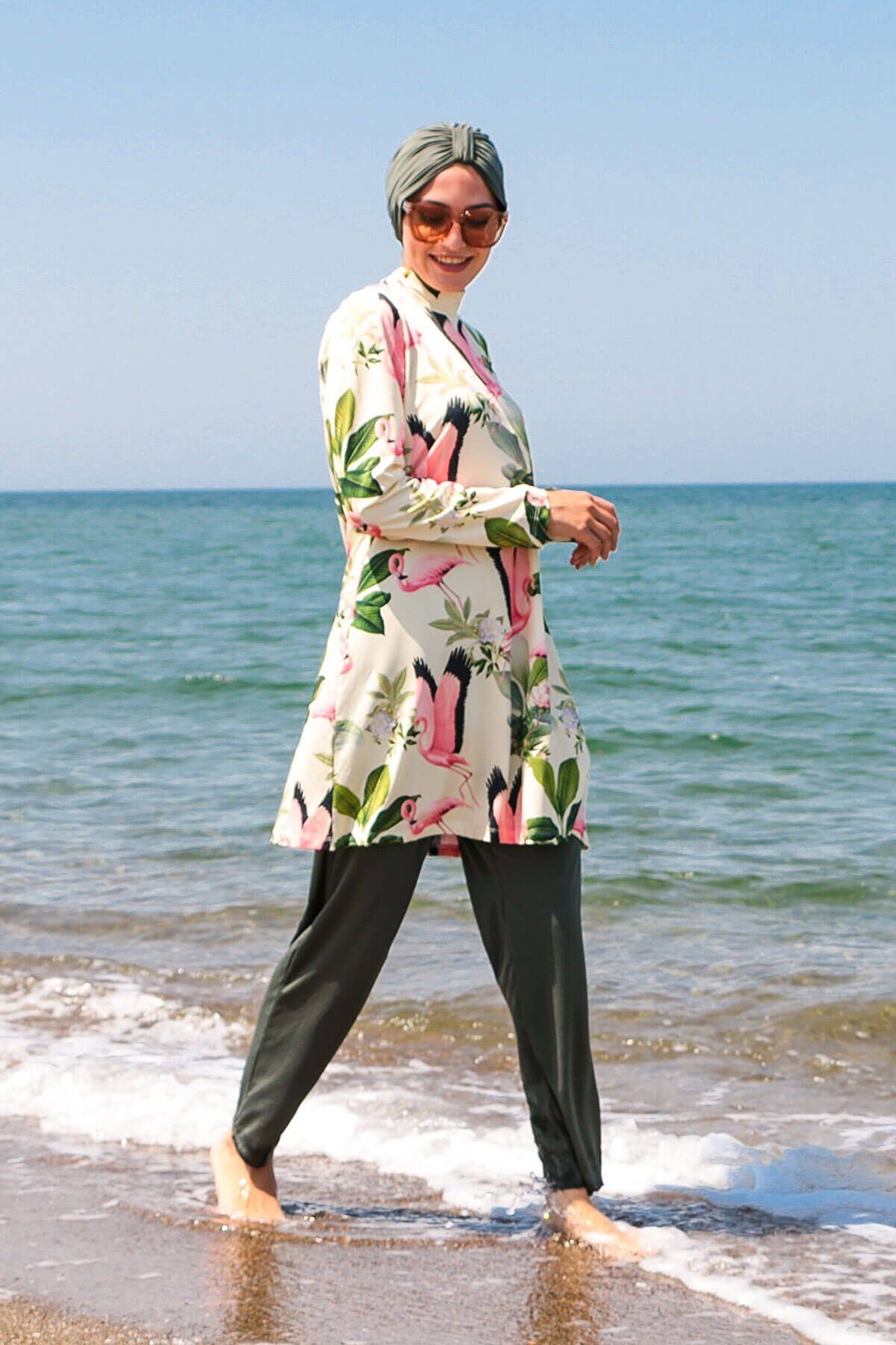 Lycra Khaki Burkini Modest Swimwear 1966