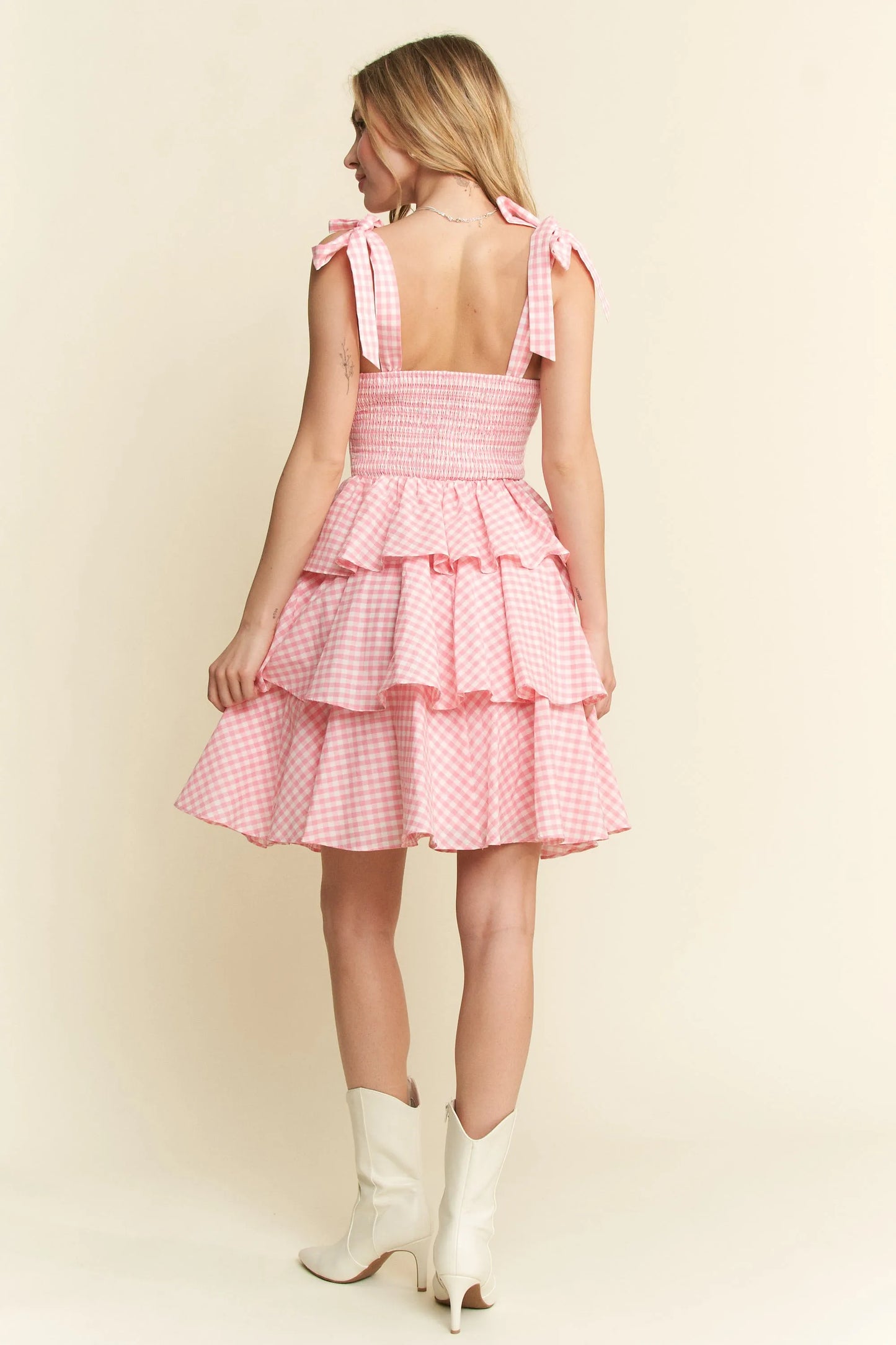 Jade By Jane Gingham Tiered Mini Dress