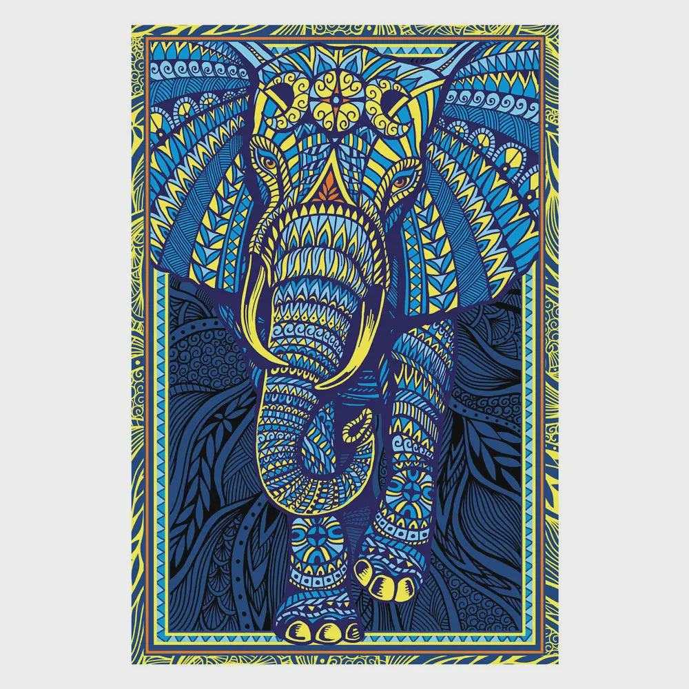 3D Tribal Elephant Tapestry