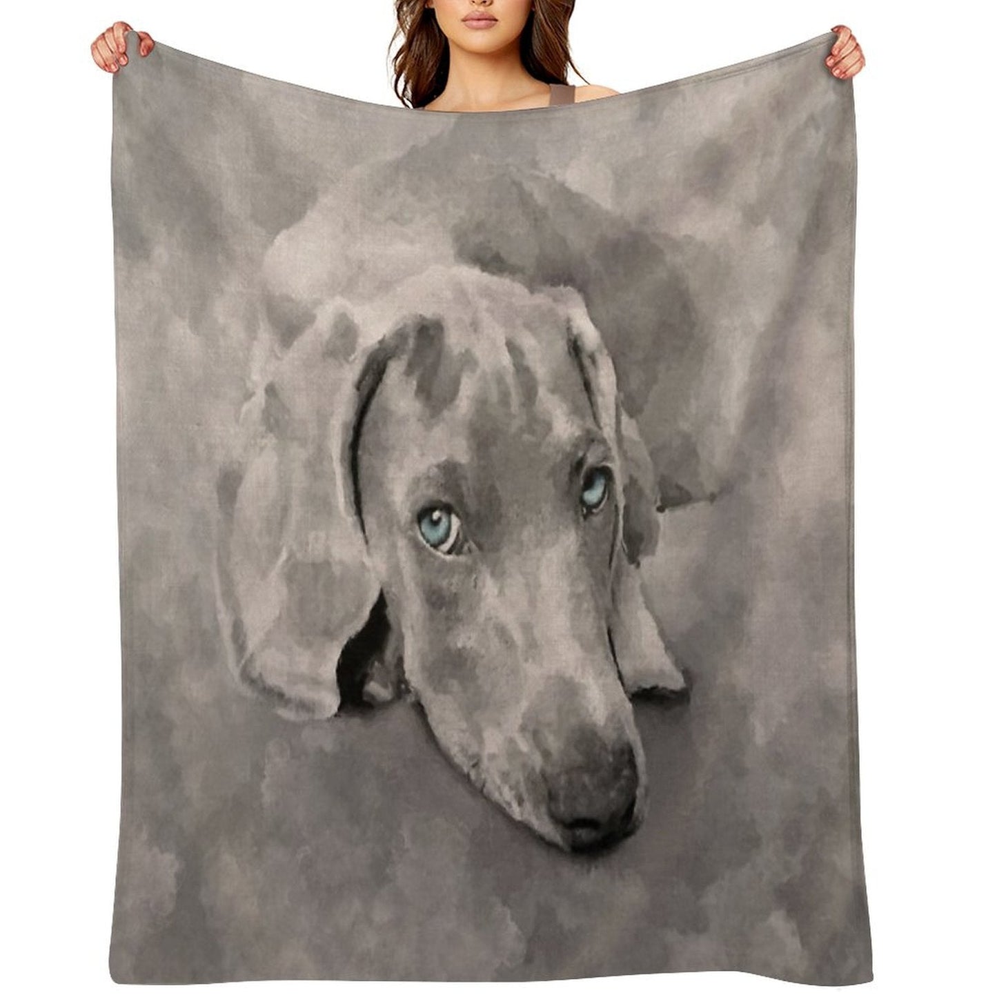 Weimaraner Dog Mixed Media Throw Blanket