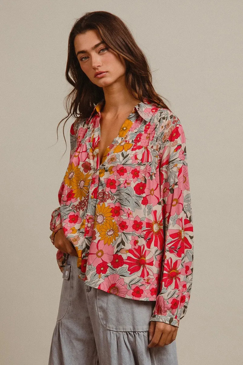 BiBi Woven Floral Printed Shirt Top