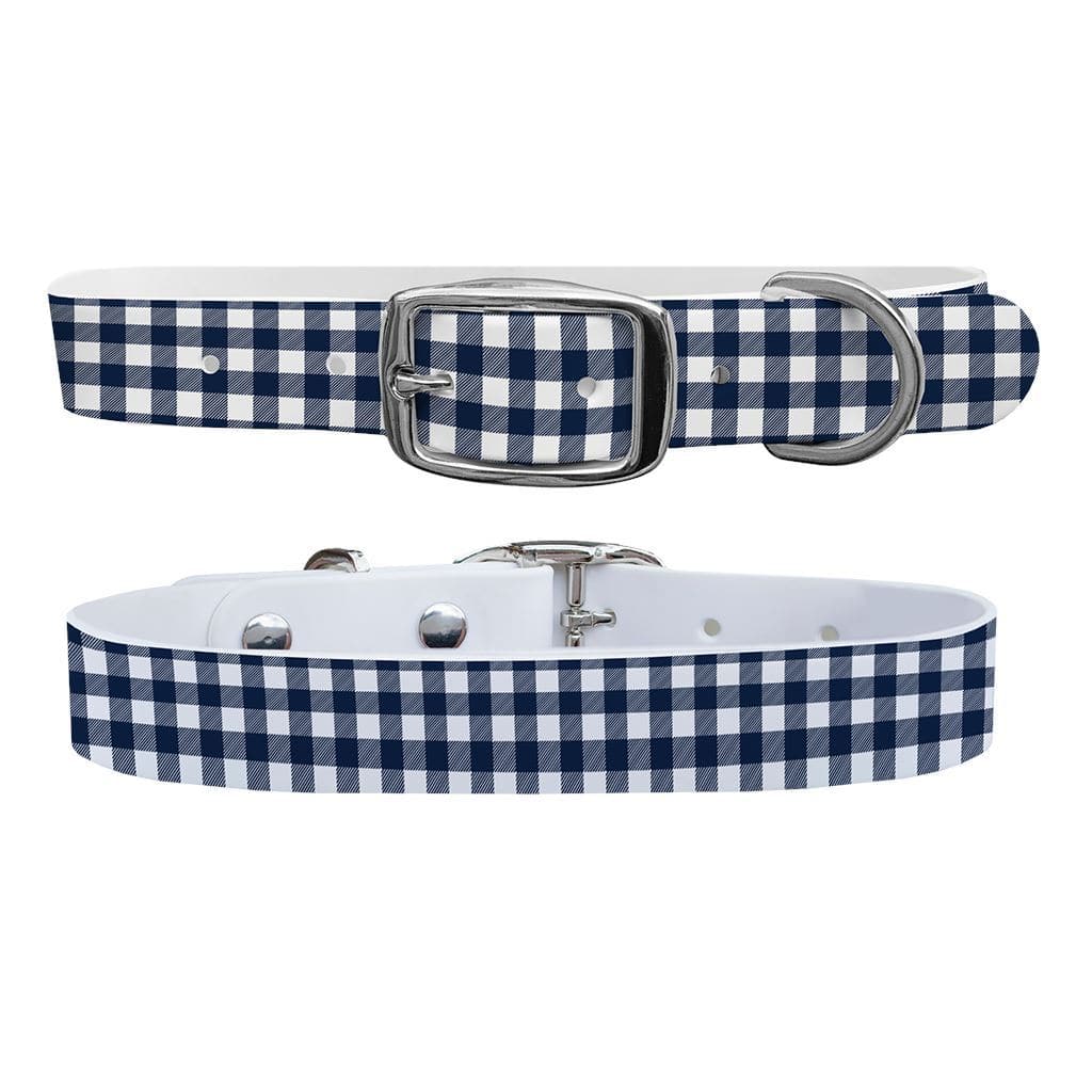 Flannel Navy White Dog Collar