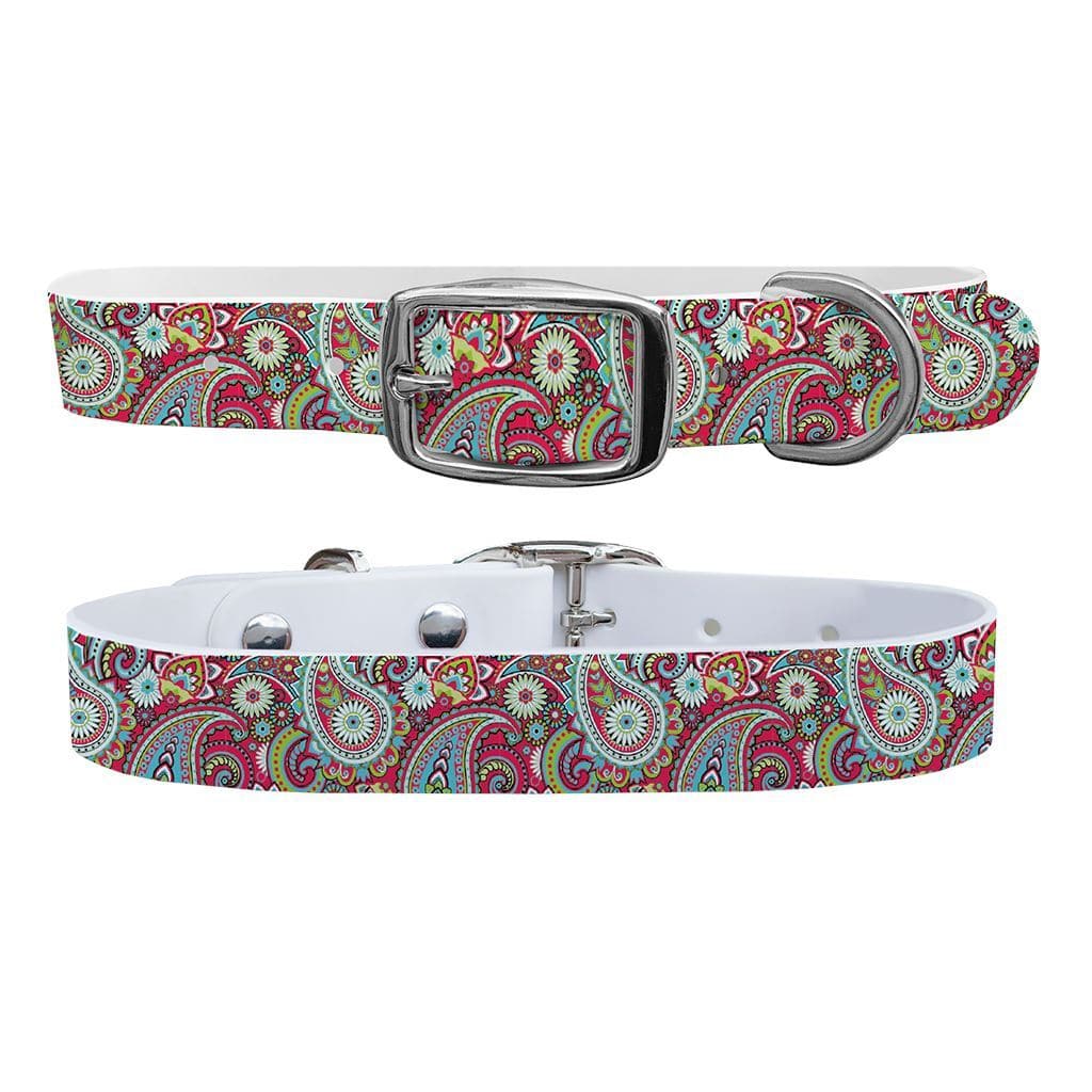 Paisley Magenta Dog Collar