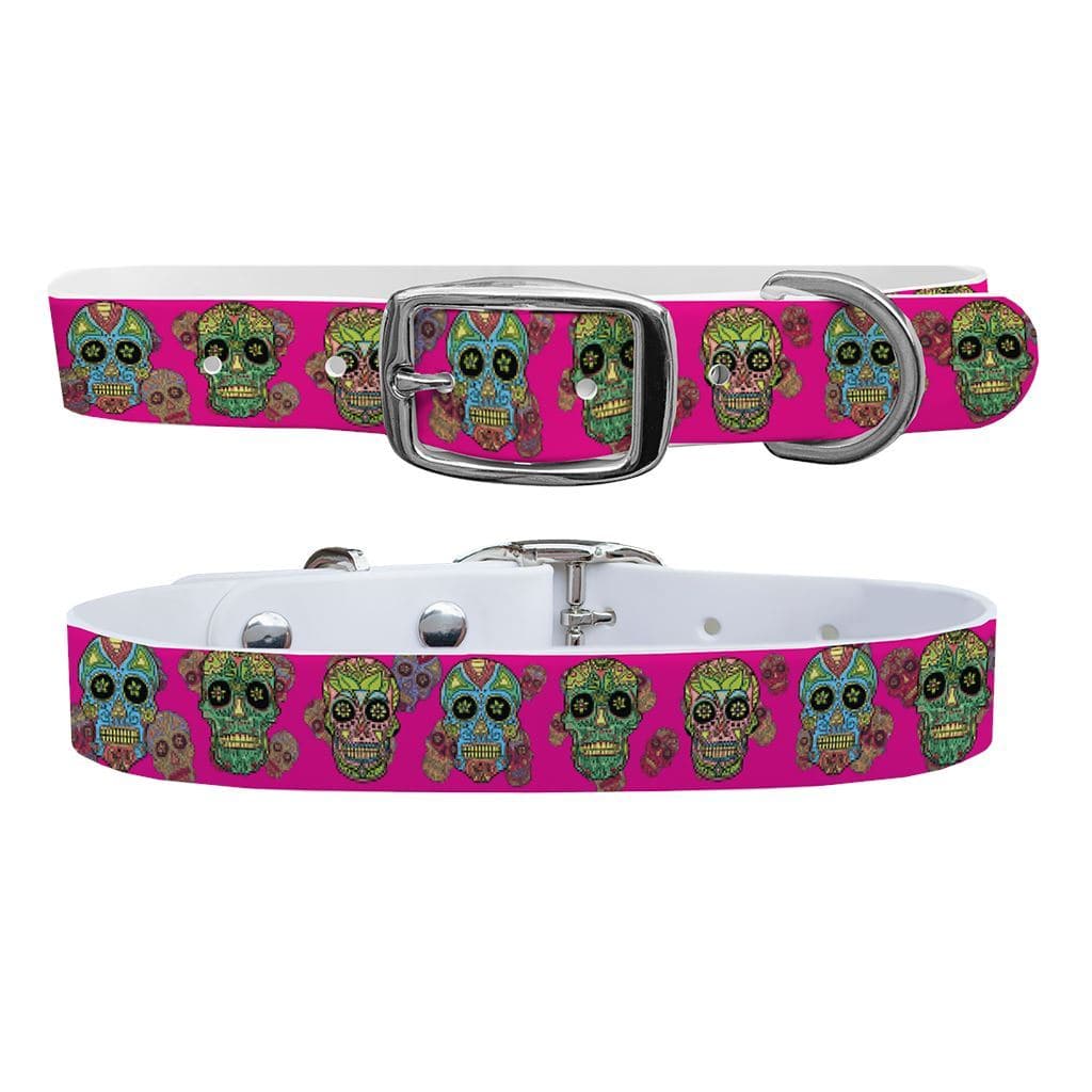 Sugar Skulls Hot Pink Dog Collar