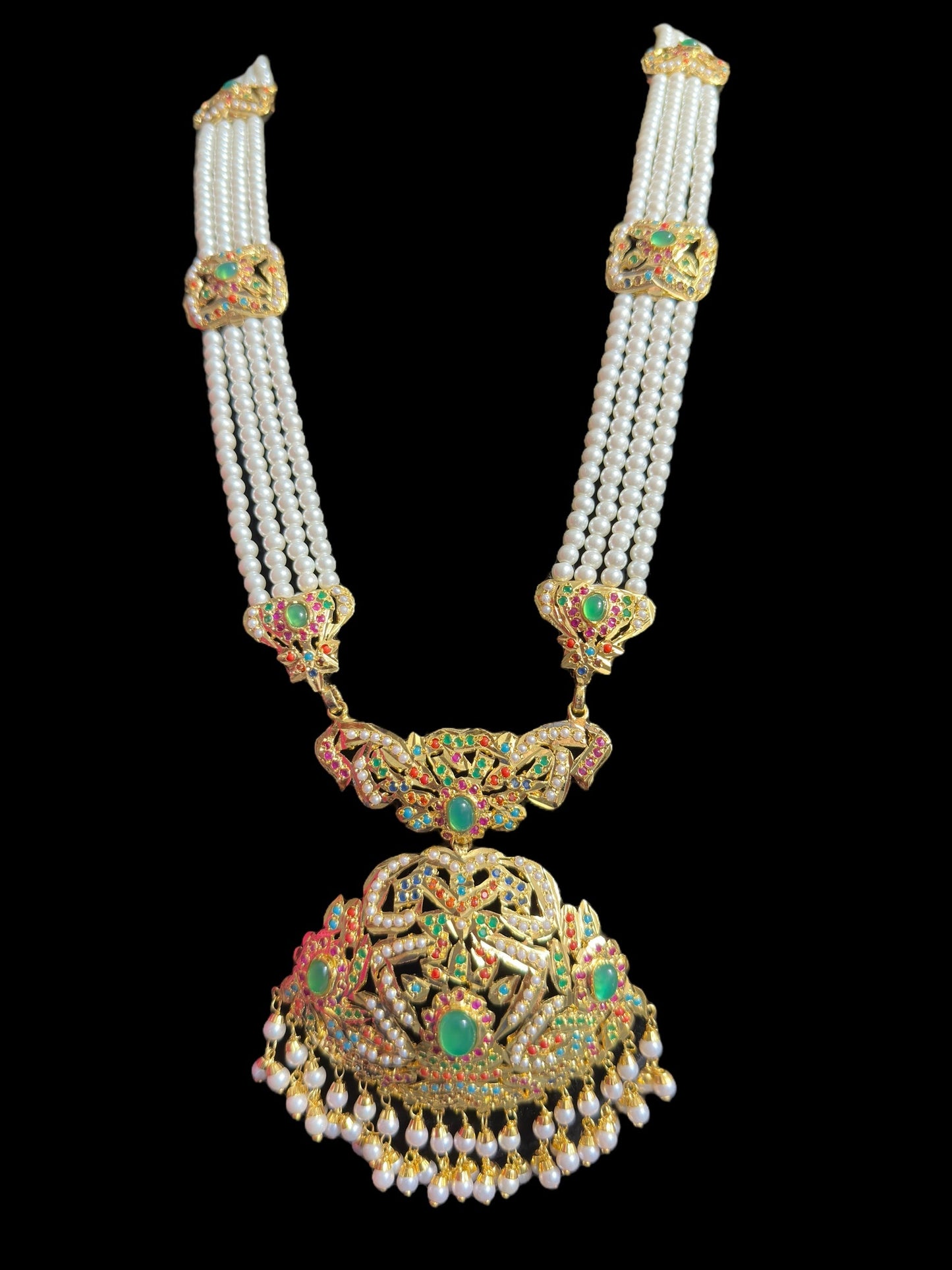 DLN97  Filza jadau rani haar in Navratan ( READY TO SHIP )