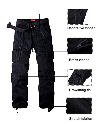 XNMAYA Cargo Pants for Women, Military Army Camo Combat Trousers,Work Camping Hiking Casual Pants with Pockets Black US 18