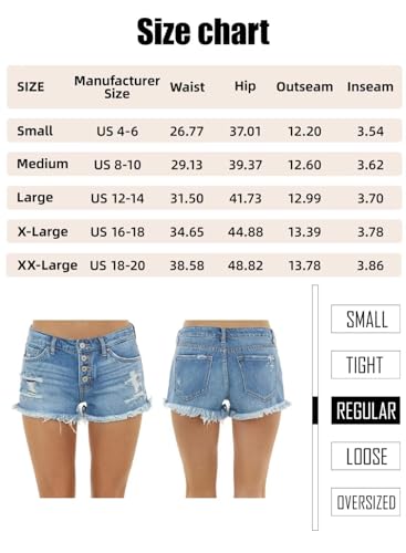 ZOLUCKY Women's Casual Summer Denim Shorts Mid Waisted Stretchy Ripped Jean Shorts with Pockets