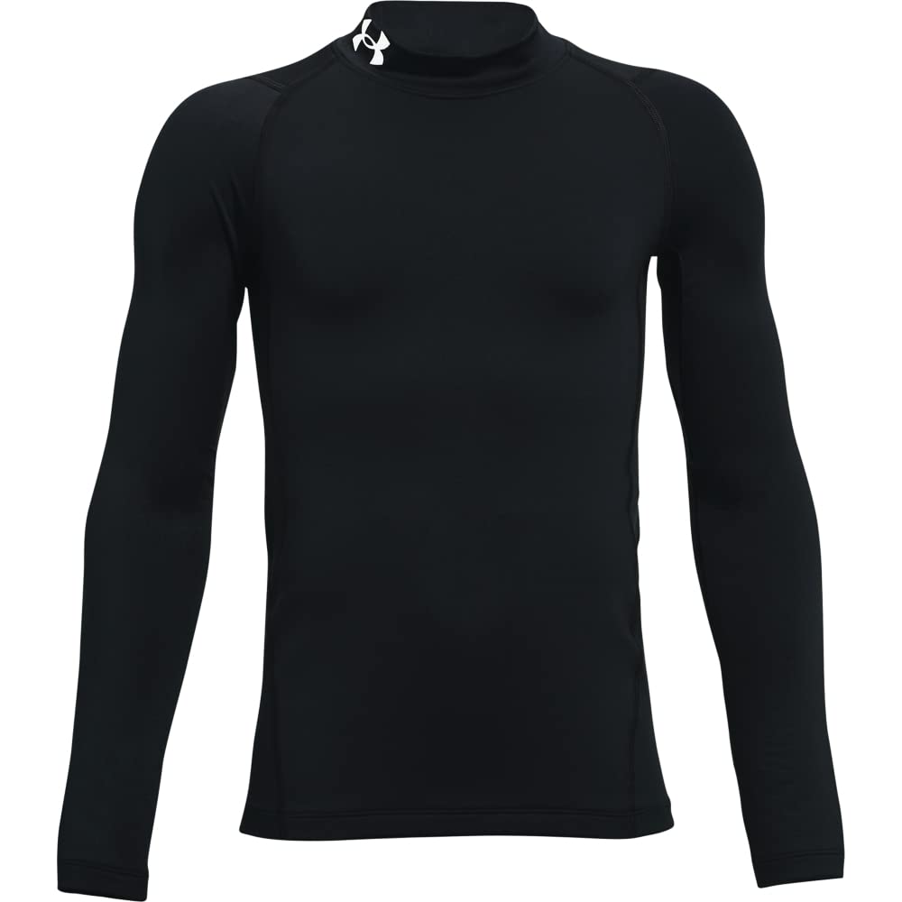 Under Armour Boys' ColdGear Armour Mock Long Sleeve T-Shirt , Black (001)/White , Youth X-Large