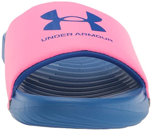 Under Armour Girls Ansa Fixed Strap Slide Sandal, (601) Pink Punk/Versa Blue/Versa Blue, 5 Big Kid