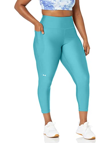 Under Armour Women's Plus Size HeatGear High Waisted Ankle No-Slip Leggings, (433) Glacier Blue / / White, 1X