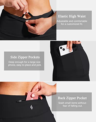 SANTINY 19" Golf Skorts Skirts for Women Zipper Pockets Knee Length Skort Women's High Waist Athletic Tennis Skirt (Black_M)