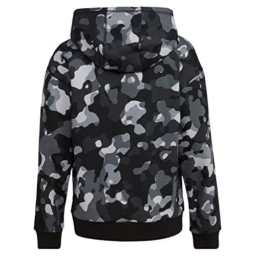 adidas Boys' Long Sleeve Camo Print Hoodie, Black, Large (14/16)