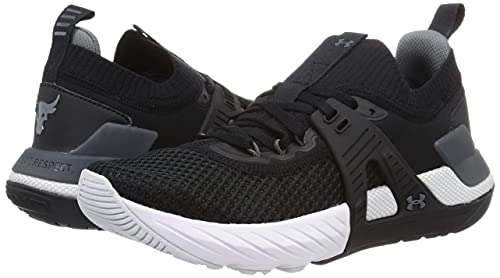 Under Armour Men's Project Rock 4 Training Shoe (11, Black/White, Numeric_11)