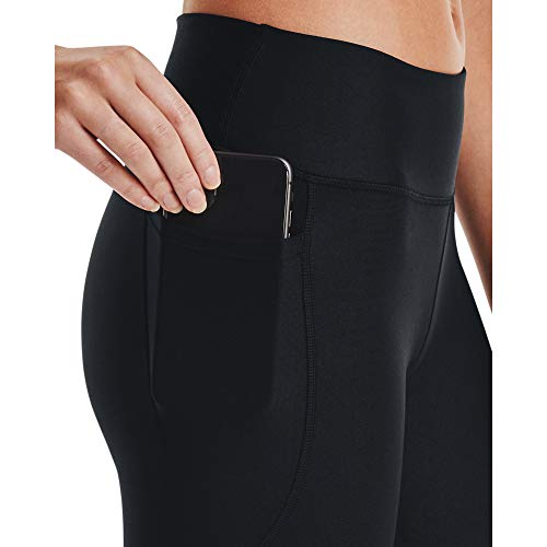 Under Armour Women's HeatGear Armour Mid No-Slip Waistband Pocketed Leggings , Black (001)/White , Medium