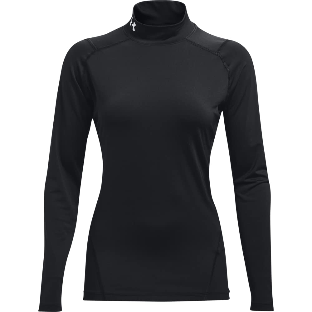 Under Armour Mens Heatgear Armour Mock Long Sleeve T-shirt , Black (001)/White , Large