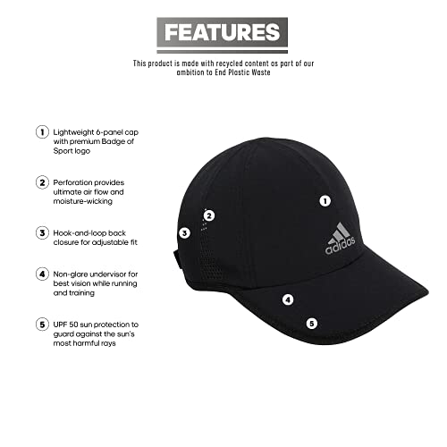 adidas Women's Superlite 2 Relaxed Adjustable Performance Cap, Black/White, One Size