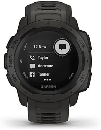 Garmin Instinct, Rugged Outdoor Watch with GPS, Features Glonass and Galileo, Heart Rate Monitoring and 3-Axis Compass, Graphite