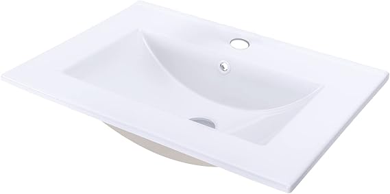24" x18.5" Bathroom Sink Rectangle Porcelain Ceramic Bathroom Vessel Sink Vanity Top Drop-In White