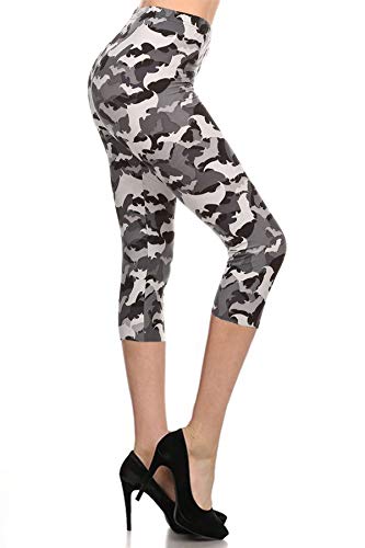 Leggings Depot High Waisted Camouflage & Multiple Print Leggings for Women-5" Yoga-R504, Bats, One Size