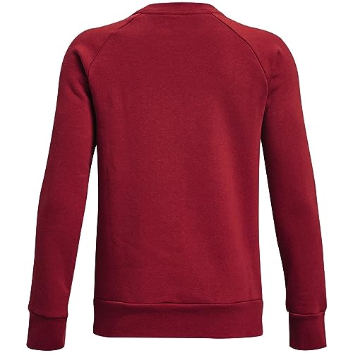Under Armour Boys Rival Fleece Long Sleeve Crew , (610) Stadium Red / / Onyx White , Youth Medium