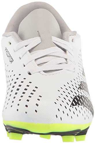 adidas Predator Accuracy.4 Firm Ground Sneaker, White/Core Black/Lucid Lemon, 5 US Unisex Big Kid