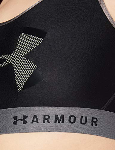 Under Armour Women's Armour Mid Keyhole Big Logo Sports Bra, Black /Black, X-Small