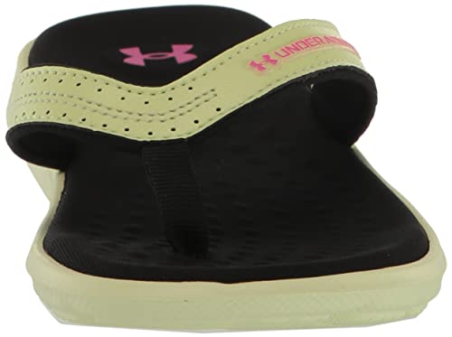 Under Armour Girls Ignite Marbella Flip Flop, (300) Fade/Black/Rebel Pink, 4 Big Kid