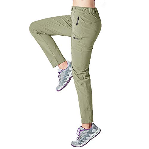 Gopune Women's Outdoor Lightweight Quick Dry Sportswear Water Resistant Hiking Pants with Pockets (Army Green,XS)