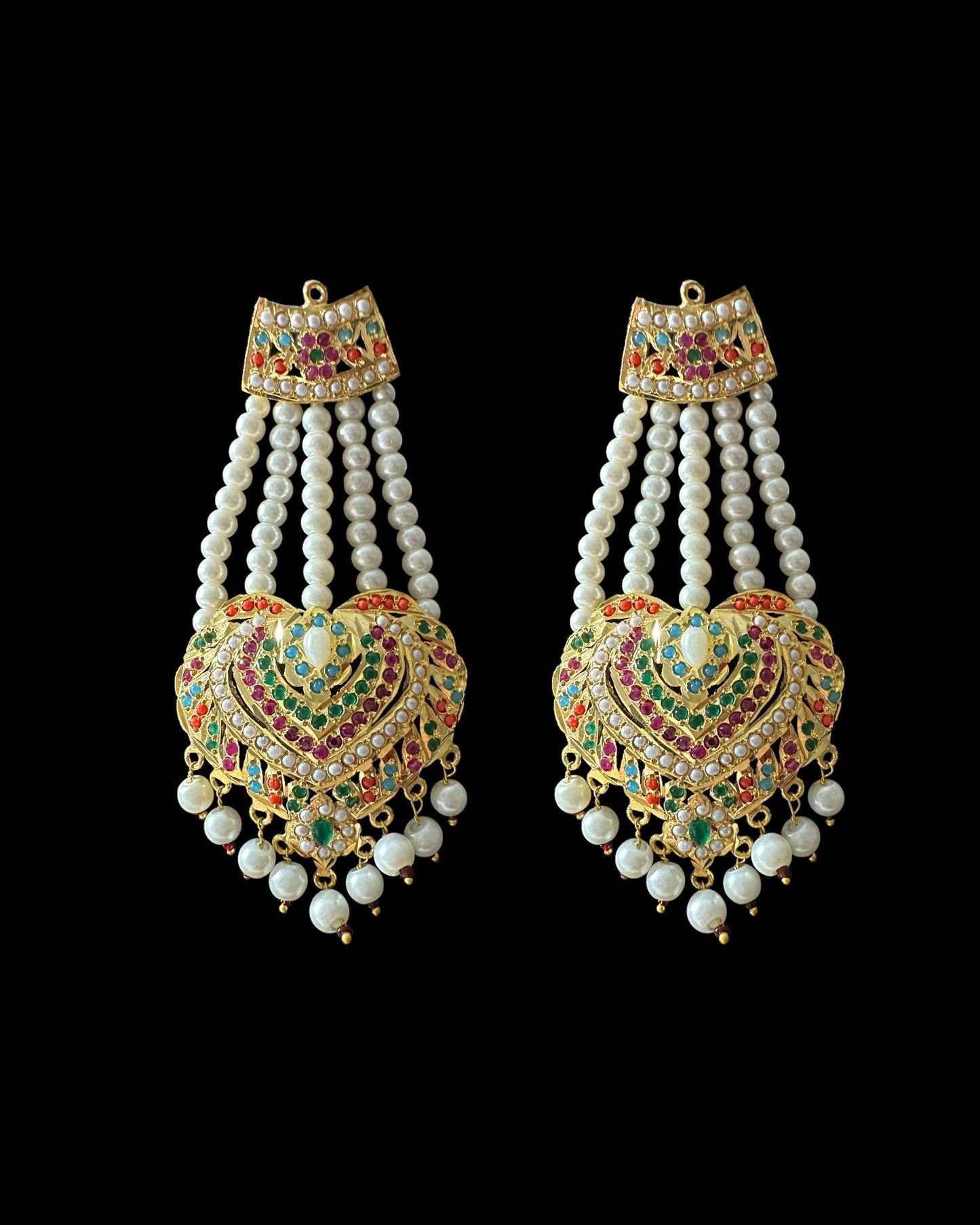 BR320 navratan jadau bridal set in shell pearls ( READY TO SHIP)