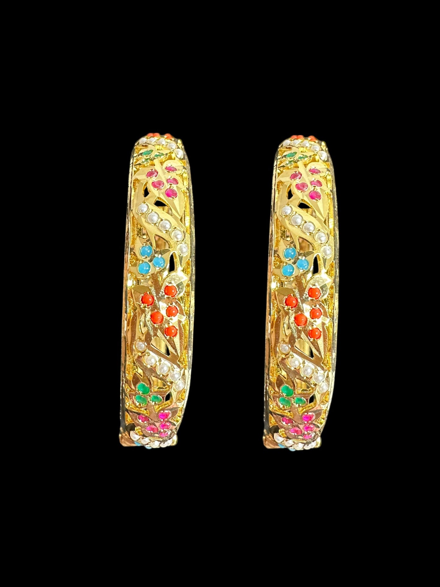 B310 Jadau bangles ( Navratan ) ( READY TO SHIP)