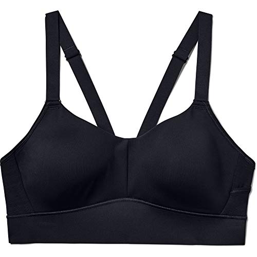 Under Armour Women's Breathelux Mid Bra, Black (001)/Pink Shiny Metallic, X-Large