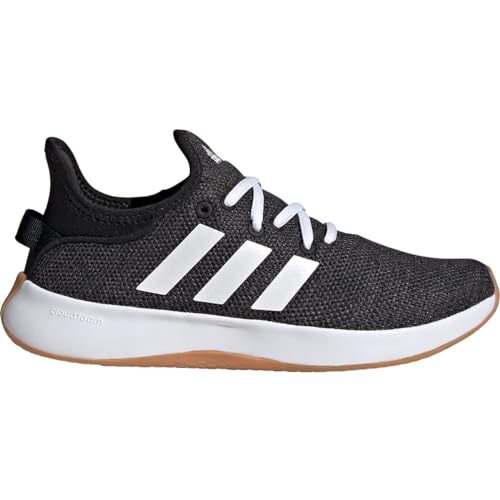 adidas Women's Cloudfoam Pure Sneaker, Black/White/Grey, 9
