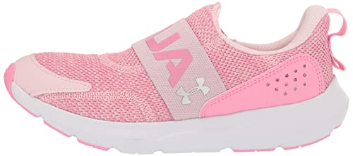 Under Armour Girls Grade School Surge 3 Slip on Sneaker, (600) Prime Pink/Flamingo/Metallic Silver, 3.5 Big Kid
