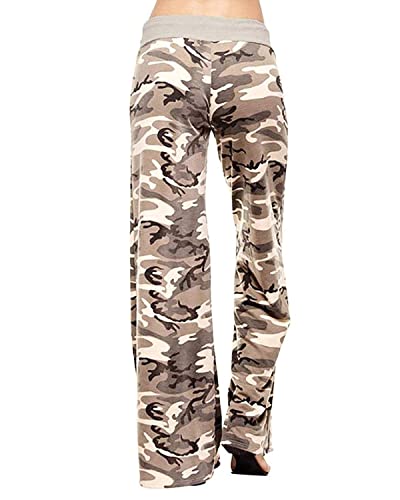 NEWCOSPLAY Women's Comfy Pajama Pants Casual Drawstring Palazzo Lounge Wide Leg Pants (Camouflage, X-Large)