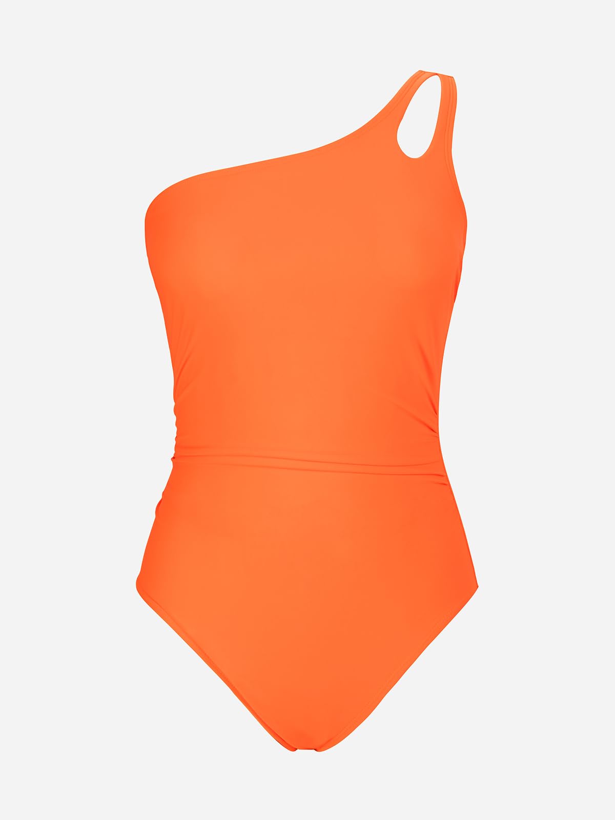 CUPSHE Women's One Piece Swimsuit Tummy Control Bathing Suit One Shoulder Fixed Strap Slimming Swimwear M Neon Orange