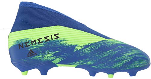 adidas Boy's Nemeziz 19.3 Laceless Firm Ground Soccer Shoe, Signal Green/Black/Team Royal Blue, 6 Little Kid
