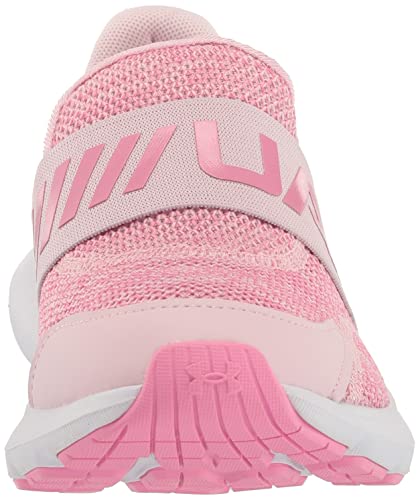 Under Armour Girls Grade School Surge 3 Slip on Sneaker, (600) Prime Pink/Flamingo/Metallic Silver, 3.5 Big Kid