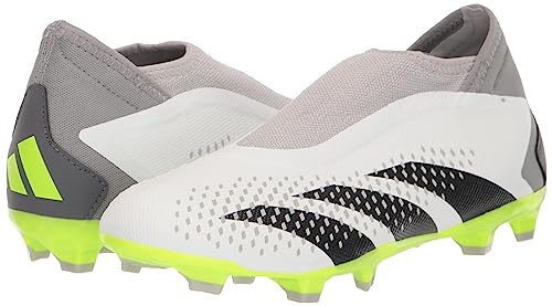 adidas Unisex Predator Accuracy.3 Laceless FG Firm Ground Soccer Cleat Sneaker, White/Core Black/Lucid Lemon, 9.5 US Men