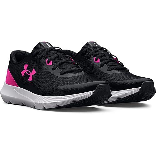 Under Armour Women's Surge 3 Running Shoe, (004) Black/Black/Rebel Pink, 8