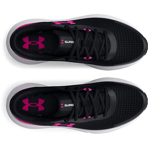 Under Armour Women's Surge 3 Running Shoe, (004) Black/Black/Rebel Pink, 8