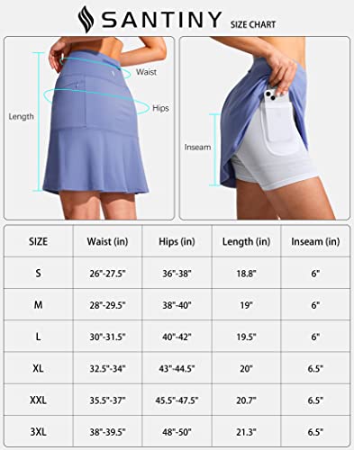 SANTINY 19" Golf Skorts Skirts for Women Zipper Pockets Knee Length Skort Women's High Waist Athletic Tennis Skirt (Black_M)