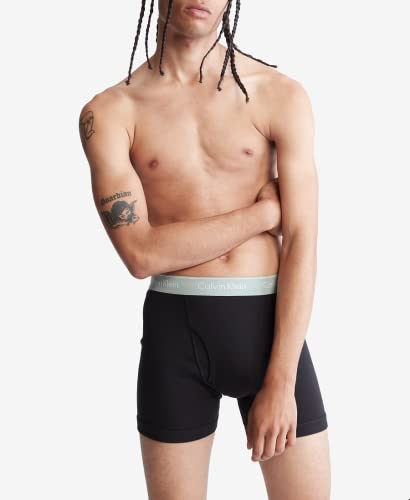 Calvin Klein Men's Underwear Cotton 3-Pack Boxer Brief, Black Bodies W/Classic Navy, SAGE Meadow, Grey Heather, Small