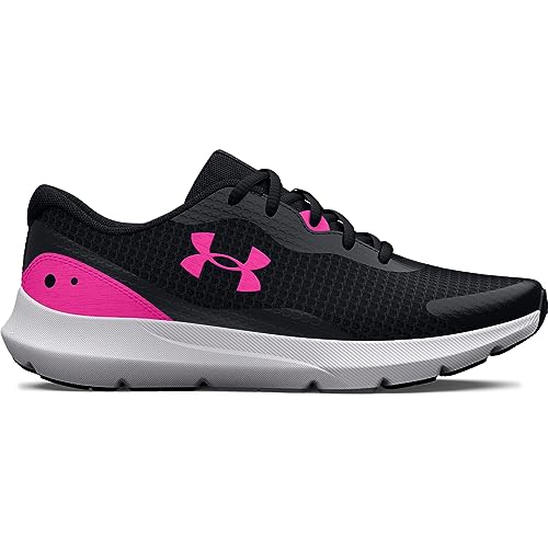 Under Armour Women's Surge 3 Running Shoe, (004) Black/Black/Rebel Pink, 8
