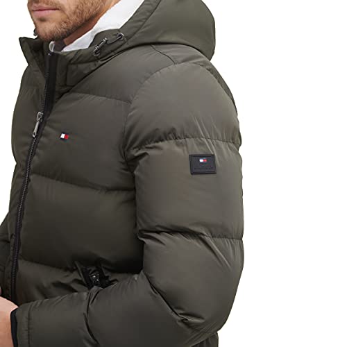 Tommy Hilfiger Men's Hooded Puffer Jacket (Standard and Big and Tall), Army Green, XX-Large