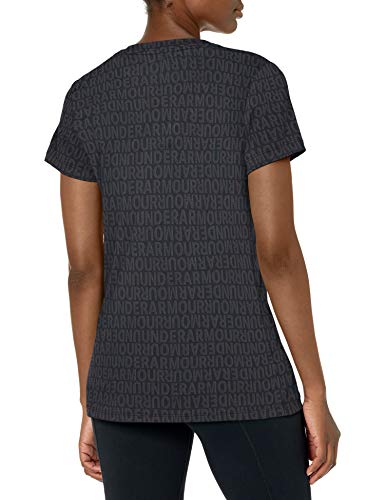 Under Armour Women's Tech WordMark Jacquard Short-Sleeve V-Neck T-Shirt , Black (001)/White , Large
