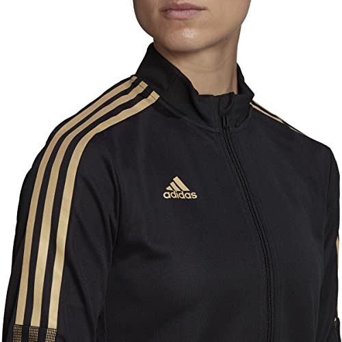 adidas Women's Tiro Track Jacket, Black/Metallic, Medium