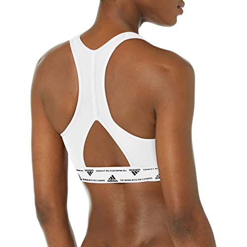 adidas Women's Standard Training Medium Support 3 Stripes Bra, White/Black, X-Large DD