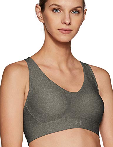 Under Armour Women's Vanish Mid Heathered Sports Bra, Charcoal Fade Heathe /Metallic Iron, X-Small
